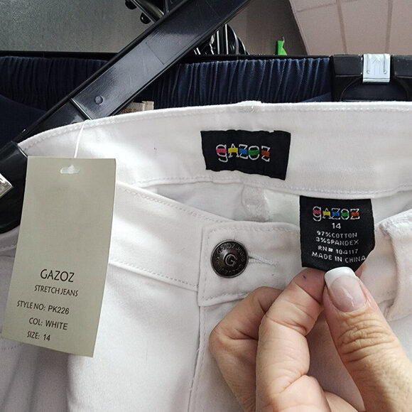 Gazoz White Cotton Straight Leg Pants Size 14 - Picture 9 of 10